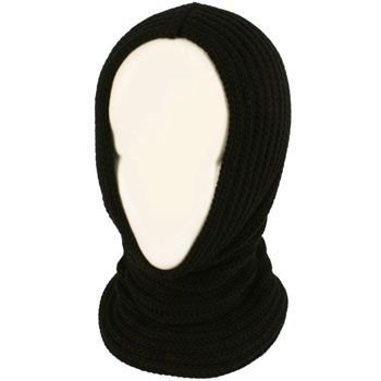 4-1 Chunky Knit Pullover Beanie Headscarf Circle Loop Neckwarmer Scarf Hat Black