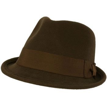 Unisex Winter Classic 100% Soft Wool Felt Stingy Brim Ribbon Cap Hat Brown ML