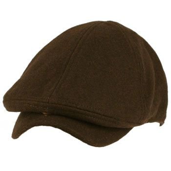 Men's Winter Wool Snap Open Duck Bill Curved Ivy Cabby Driver Hat Cap Brown S/M