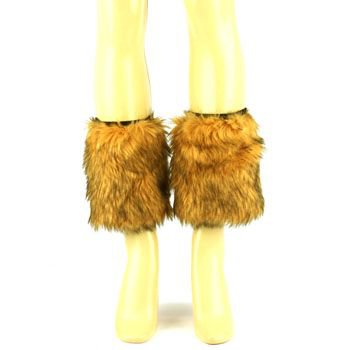 Winter Faux Fur Animall Pr Dance Ski Leg Warmer Boot Shoe Cover Elastic Natural