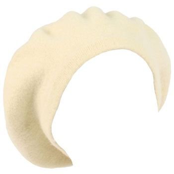 Ladies Winter Classic 100% Wool Hat French Basque Beret Tam Hat Cap Ivory