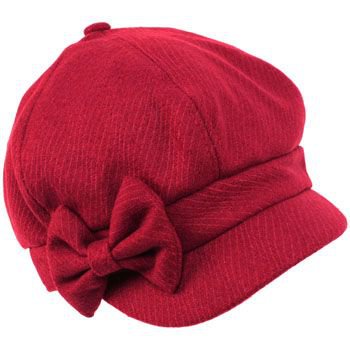 Ladies Winter Fall 6 Panel Newsboy Gatsby Cabbie Driver Ribbon Bow Cap Hat Wine