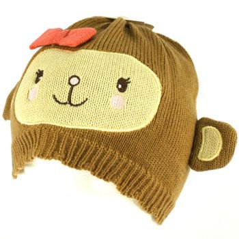 Kids Girls 6+ Winter Knit Animal Bear Ears Beanie Skull Cap Hat Ski Brown 6-1/4+