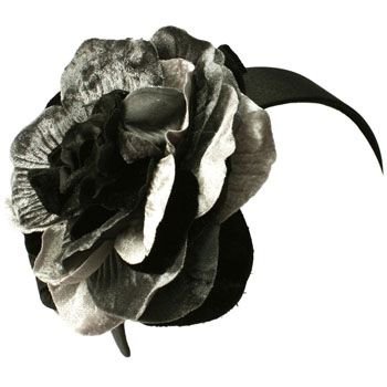 Wide Fancy Formal Big Velvety Flower Handmade Fascinator Headwrap Headband Black