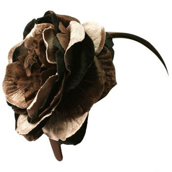 Wide Fancy Formal Big Velvety Flower Handmade Fascinator Headwrap Headband Brown