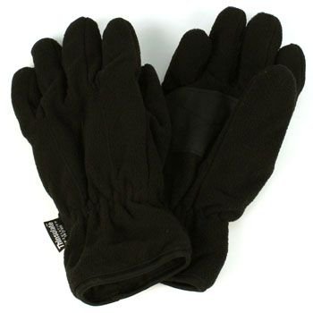 Men's Winter Dual Thick Fleece Ski 3M Thinsulate Palm Grip Snow Gloves Black M/L