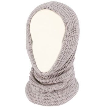 4-1 Chunky Knit Pullover Beanie Headscarf Circle Loop Neckwarmer Scarf Hat Gray