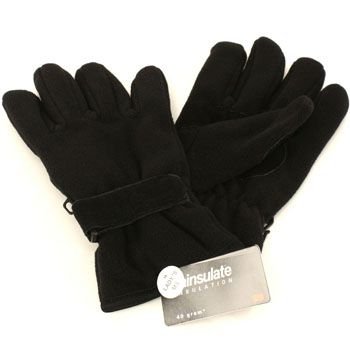 Ladies Winter Fleece Velcro Ski 3M Thinsulate Palm Grip Snow Gloves Black L/XL