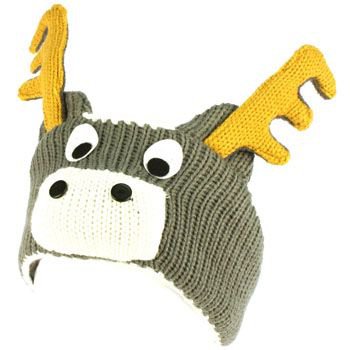 Winter Fleece Lined Knit Adjustable Headband Headwrap Ski Snow Animal Moose
