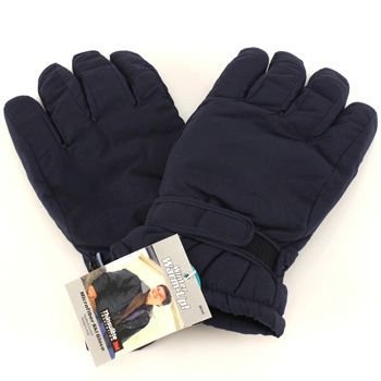 Men's Winter Thinsulate 3M Waterproof Velcro Ski Snow Gloves Solid Navy M/L