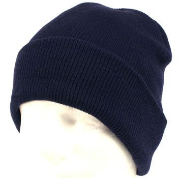 Men's Wiinter Thinsulate 3M Ribbed Knit Ski Snow Beanie Skull Cap Hat 2ply Navy