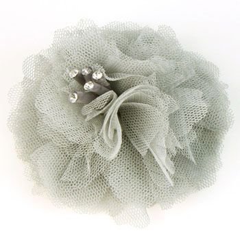 Elegant Fishnet Corsage Hair Clip Pin Brooch Clothing Hats Scarf Crystals Gray