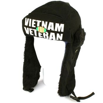 Vietnam Veteran Winter Faux Fur Trooper Trapper Ski Snow Aviator Cap Hat Black