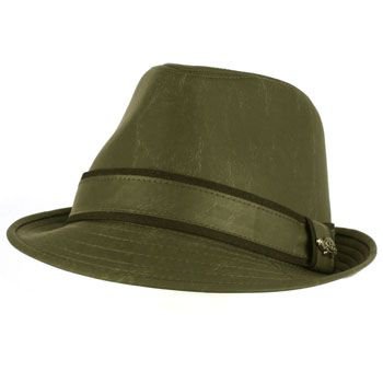 Men's Winter Classic Faux Leather Distress Fedora Trilby Gangster Hat Gray L/XL