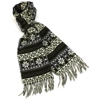 Unisex Winter Softer Than Cashmere? Warm Snow Scarf Shawl Fringe Snowflake Navy