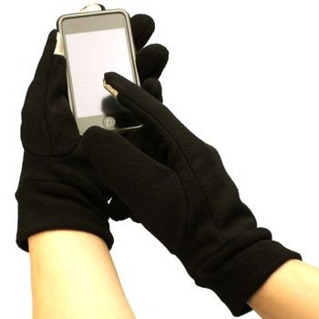 Men's Winter Fleece Magic Touch Screen Thumb Index Technology Gloves Black L/XL