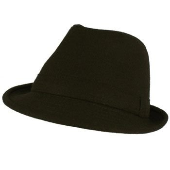 Men's Winter Classic Wool Solid Fedora Trilby Gangster Mobster Cap Hat Black L