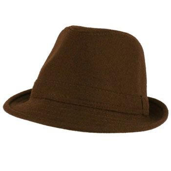 Men's Winter Classic Wool Solid Fedora Trilby Gangster Mob Cap Hat Brown S/M