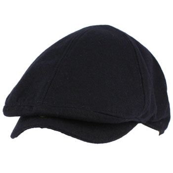 Men's Winter Wool Snap Open Duck Bill Curved Ivy Cabby Driver Hat Cap Navy S/M