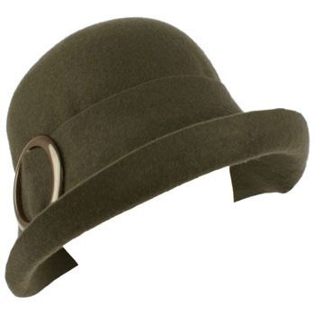 100% Wool Winter Structured Upturn Brim Cloche Bucket Bell Belt Church Hat Gray