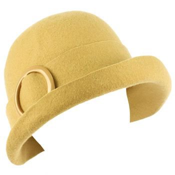 100% Wool Winter Structured Upturn Brim Cloche Bucket Bell Belt Church Hat Camel