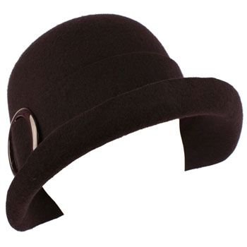100% Wool Winter Structured Upturn Brim Cloche Bucket Bell Church Hat Purple