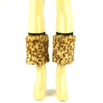 Winter Faux Fur Animall Pr Dance Ski Leg Warmer Boot Shoe Cover Elastic Leopard