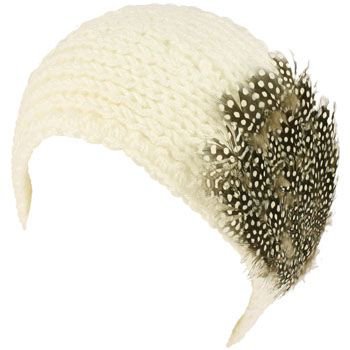 Real Long Feathers Adjustable Hand Knit Handmade Headwrap Headband Ski White