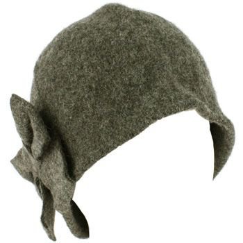 100% Wool Winter Cloche Crushable Foldable Bucket Big Bow Church Hat Cap Gray