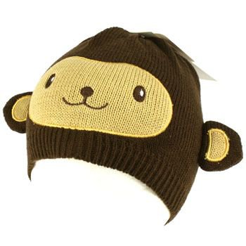 Kids Boys 6+ Winter Knit Animal Bear Ears Beanie Skull Cap Hat Ski Brown 6-1/4+
