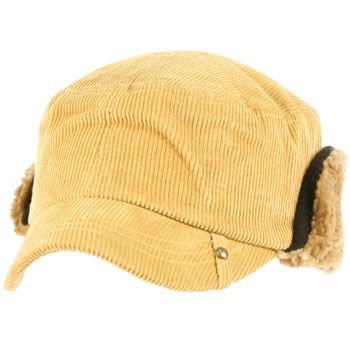 Winter Corduroy Sherpa Plaid Earflaps Cadet Military Castro Ski Hat Cap Camel