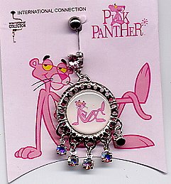 PINK PANTHER Navel-Belly Jewel! w Dangling Gems!
