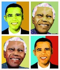 Barack Obama Papa Nelson Mandala Giclee on Canvas