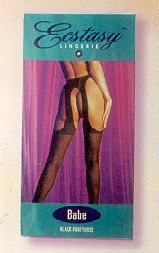 Babe Sheer Black Garterbelt Pantyhose