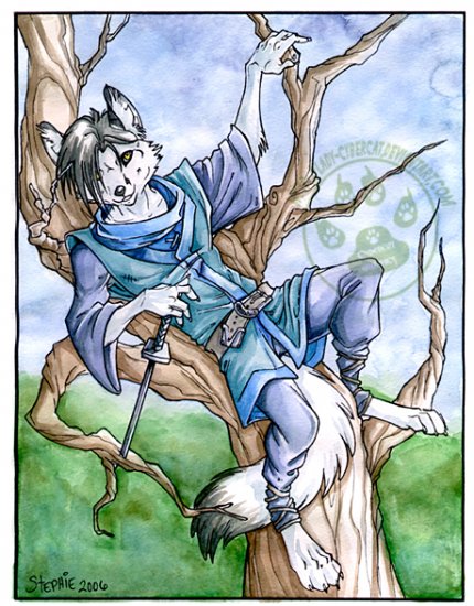 White Fox in Tree Print