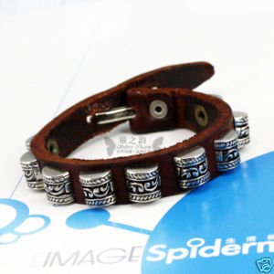 new leather bracelet Semi-cylindrical drum nail PI0045
