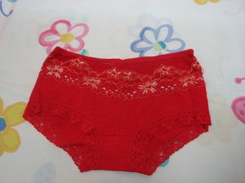 Red Lacy Hipster Knickers