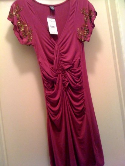 Free Poeple purple/berry Beaded Dress Sz Xsmall New With Tag