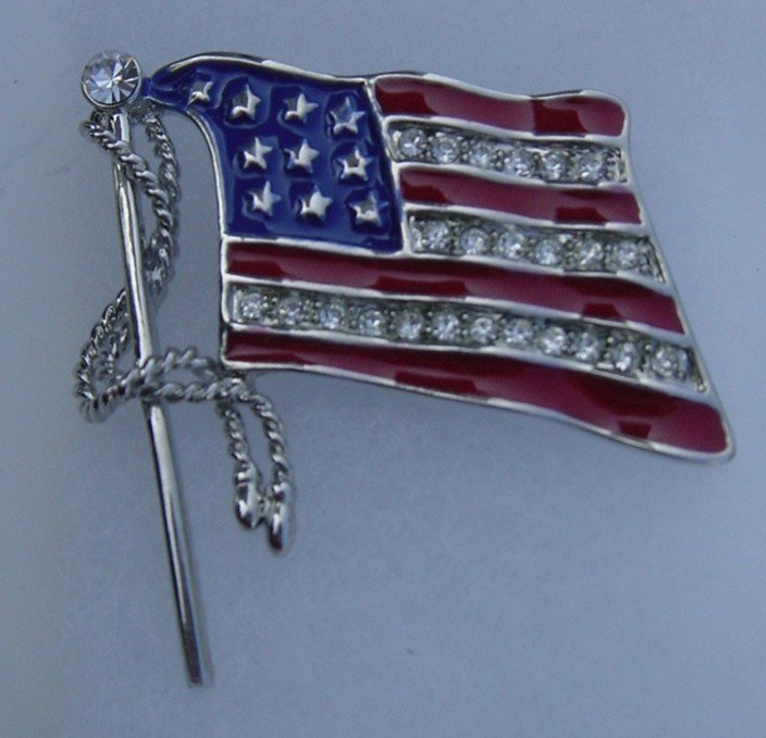 New Silver Flag Brooches