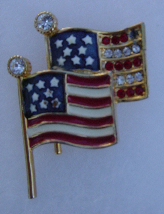Double America Flags Brooche