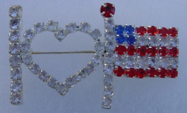I Love America Flag Brooche