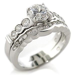 Brass, Rhodium, AAA Grade CZ Ring Size 10
