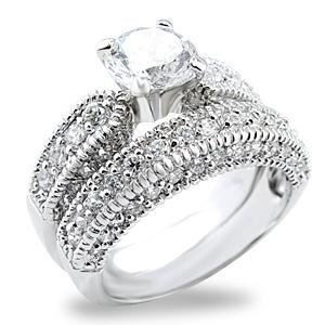 Brass, Rhodium, AAA Grade CZ, Clear Ring Size 9