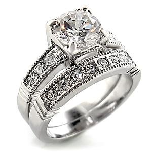Brass, Rhodium, AAA Grade CZ Bridal Set Size 7 (231)