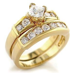 Gold Plated AAA Grade CZ Clear Ring Size 7 (245)