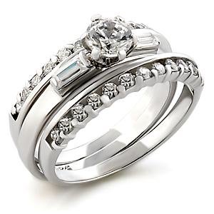 Brass, Rhodium, AAA Grade CZ, Clear Ring Size 10 (256)