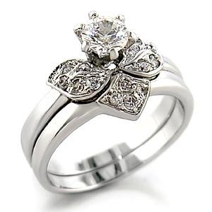 Brass, Rhodium, AAA Grade CZ, Round, Clear Ring Size 8 (269)