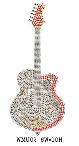 Guitar design rhinestone transfers