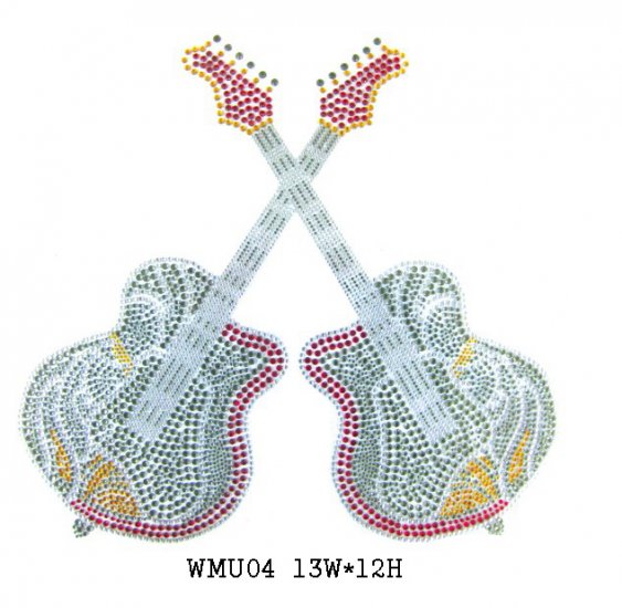 Guitar design rhinestone motif