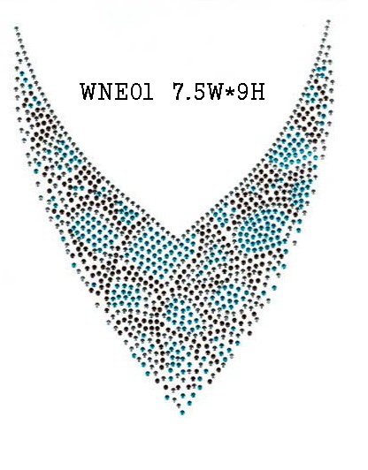 Neckline design rhinestone motif